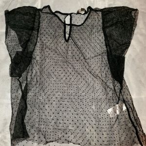 Banana republic sheer polka dot top